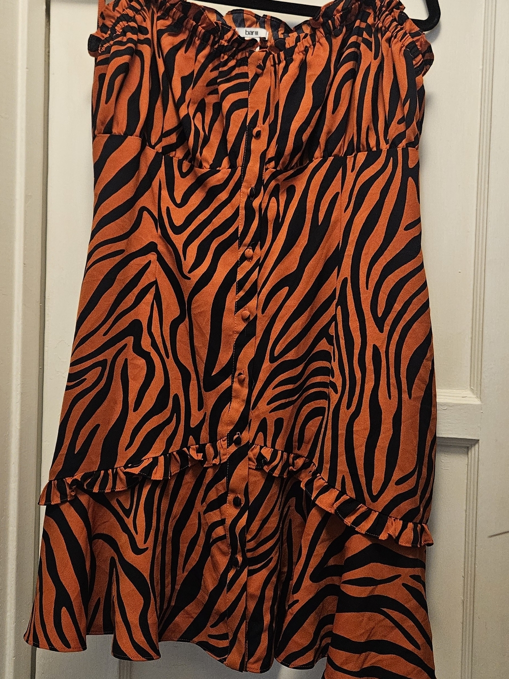 Bar III Black and Orange Zebra-Print Dress